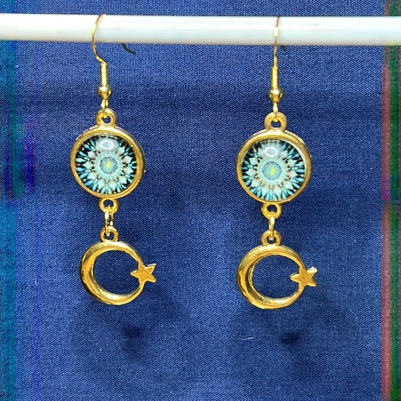 Hand Crafted | Jewelry | 22227 Blue And Gold Earrings | Poshmark
